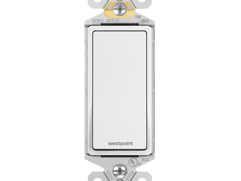 Westpoint Decora Rocker Single Pole Switch 15A 120V 277V Self Grounding